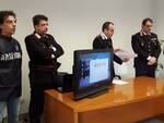 Un momento della conferenza stampa sull'operazione nel comando dei Carabinieri di Meldola (foto Blanco)