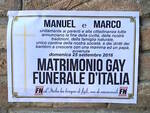 Il "lugubre" manifesto di Forza Nuova affisso sui muri di Cesena - foto fb/Arcigayalanturing/