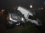 Le due auto coinvolte nell'incidente nel territorio di Forlimpopoli e finite nel fosso (foto Blaco)