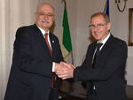 il presidente di Unioncamere E-R, Alberto Zambianchi con il nuovo presidente romagnolo, Fabrizio Moretti (a dx) - foto Blaco