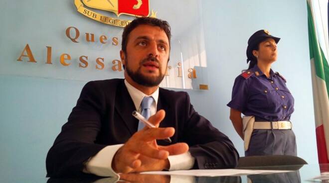 Mario Paternoster, 35 anni, pugliese, qui durante una conferenza stampa in Questura ad Alessandria