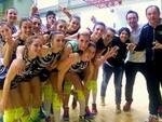 Il Volley Club Cesena festeggia dopo lo 0-3 corsaro di Montespertoli