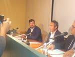 Un momento della conferenza stampa con Nicola Gabellini, Daniele Morelli e Fausto Pecci