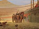 Una stampa che riproduce i giochi del circo nell'antica Roma, con i gladiatori che andavano a morire
