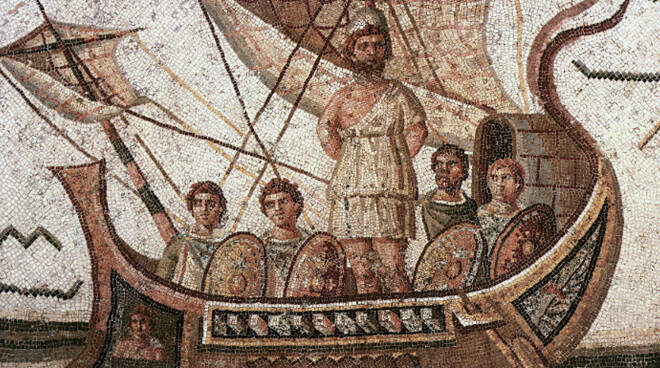 Una rappresentazione a mosaico del viaggio di Ulisse