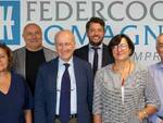 I rappresentanti di Legacoop Romagna e gli amministratori delle società protagoniste della fusione. Da sinistra Giuliana Casadei, Mario Mazzotti, Guglielmo Russo, Rudy Gatta, Daniela Zannoni, Giampiero Boschetti.