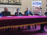 Il tavolo della conferenza stampa di presentazione dell'Aida