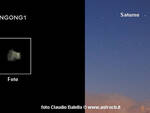 A sinistra la stazione spaziale Tiangong, a destra Saturno e Marte. Foto Claudio Balella
