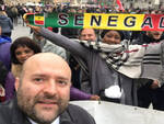 In foto Andrea Maestri durante la manifestazione in piazza Santa Maria Novella a Firenze