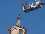 In foto un momento dei lavori di ripristino a Santa Maria in Porto