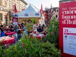 Lo stand di CNA e Confcooperative alla Festa Artusiana di Forlimpopoli affollato di persone (Mirco Ricci - Masterfoto)