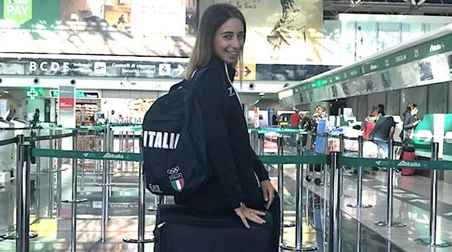 Sofia Collinelli alla partenza per i Giochi Olimpici Giovanili di Buenos Aires