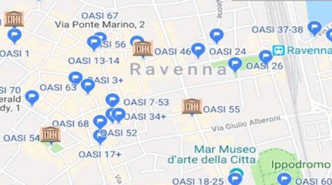 Dettaglio della mappa del WiFi a Ravenna