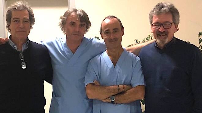 Da sinistra Mauro Giovanardi, Carlo Fabbri, Alessandro Repici e il dottor Omero Triossi di Ravenna