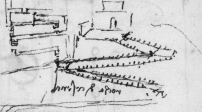 Il disegno di Leonardo dei Rastelli (dal siro della Rocca Malatestiana)