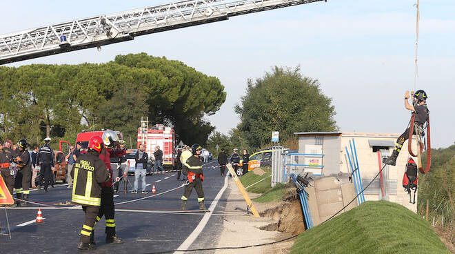 L'interruzione della Ravegnana al momento dell'incidente