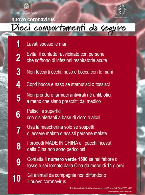 Coronavirus - Le 10 regole