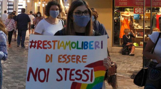 Manifestazione a favore del ddl Zan in Piazzetta Ghandi