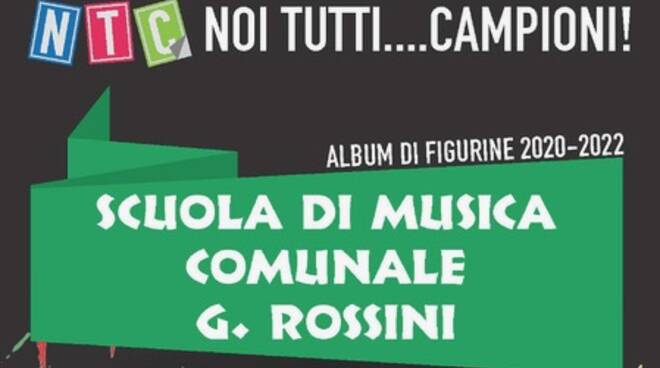 album di figurine con insegnanti e allievi della Scuola di Musica Rossini