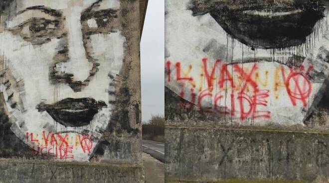 Atto vandalico No-Vax ai danni del Murale dedicato ad Enrichetta Cabassi a Conselice