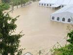 Il campo sportivo di Zattaglia inondato dal rio Sintria